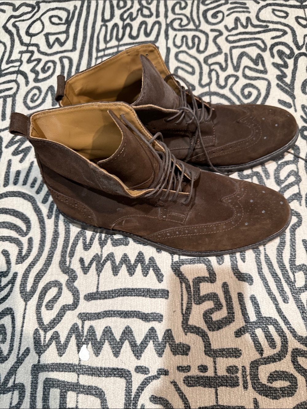 Men's Brown Suede Wingtip Chukka Boots - Classic Lace-Up